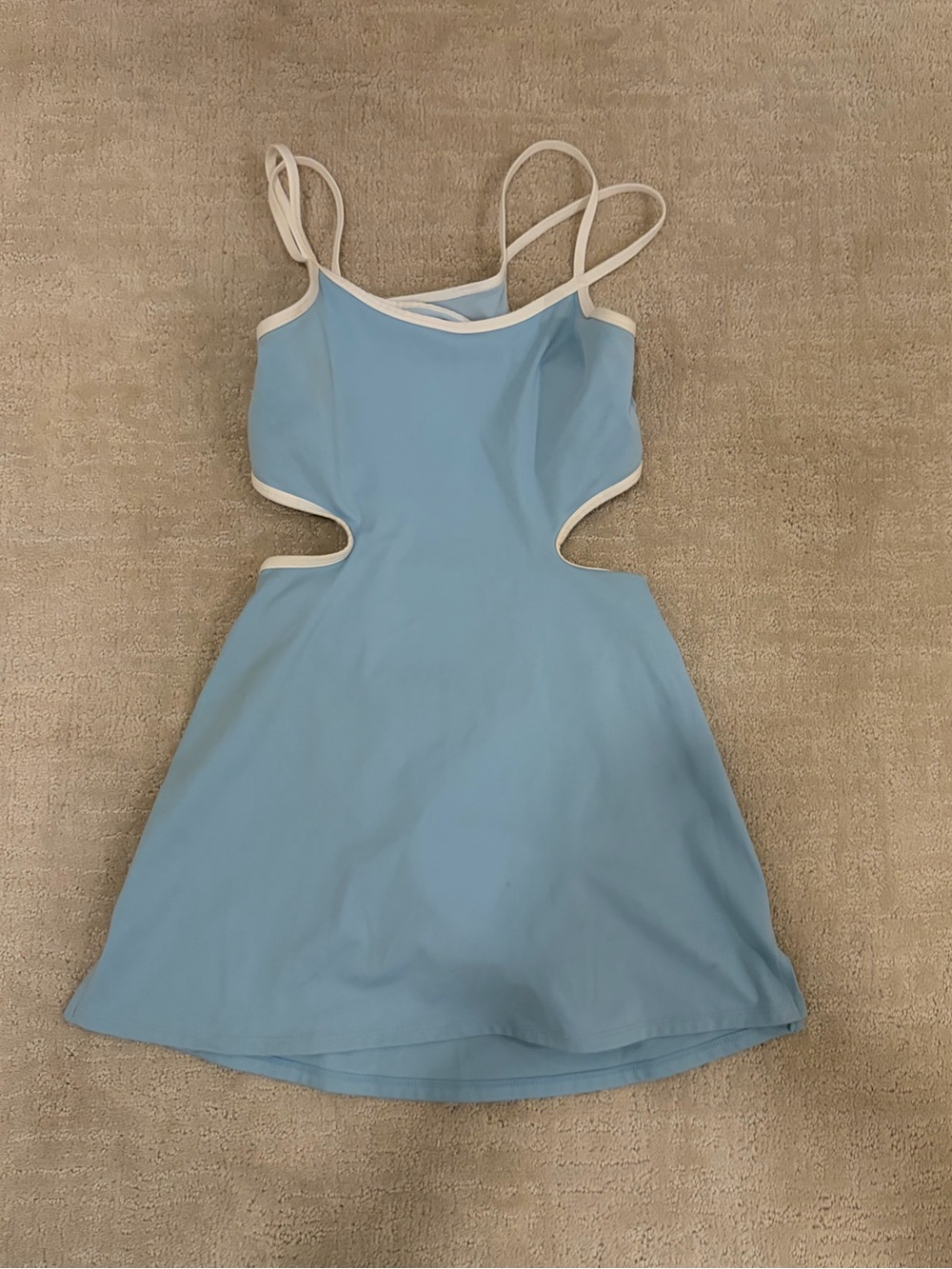 Free People Light Blue Mini Dress with White Trim Cutouts